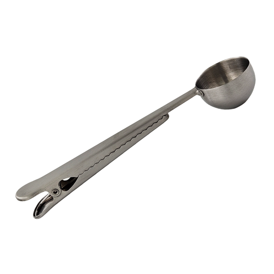Fox Run Stainless Steel Coffee Spoon and Bag Clip, 7” x 1.5”