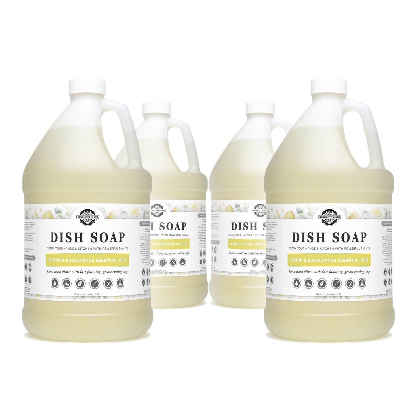 Dish Soap | Sulfate Free - Soft on Skin | Powerful Cleaner: Lemon/Eucalyptus / Bulk Refill Glass Gallon Jug