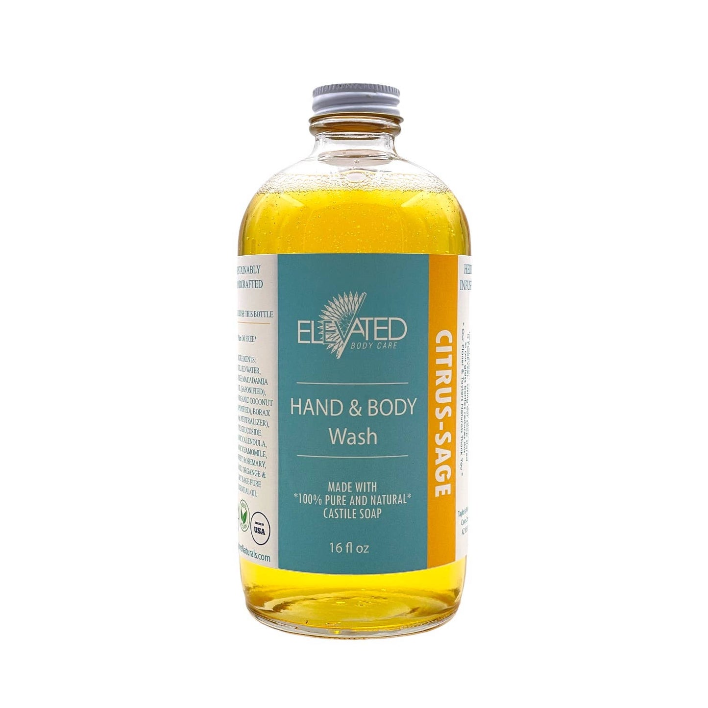 ELEVATED - Herbal Hand & Body Wash w/ Natural Castile Soap: Citrus-Sage bulk refill