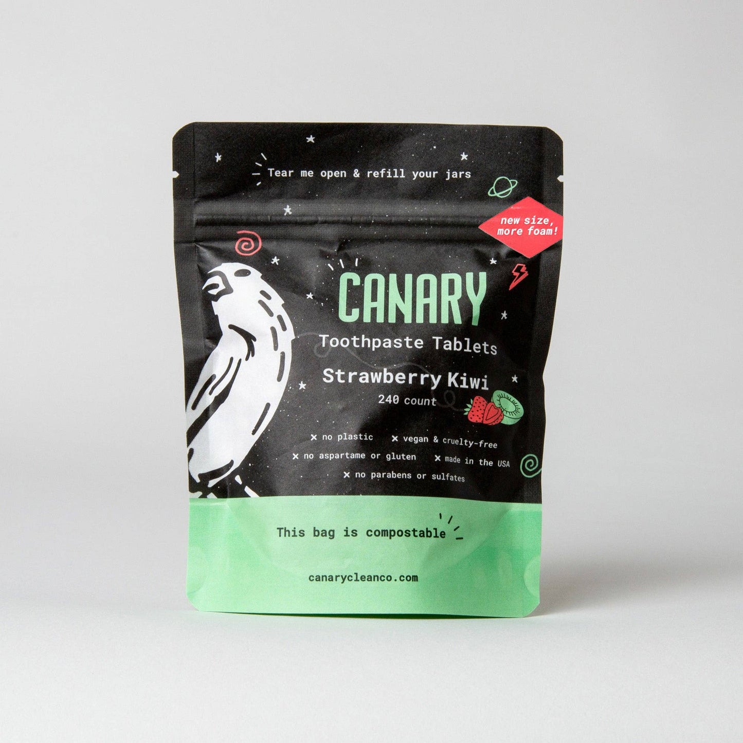 Strawberry + Kiwi Toothpaste Tablets: 2 month supply jar - 126 tablets