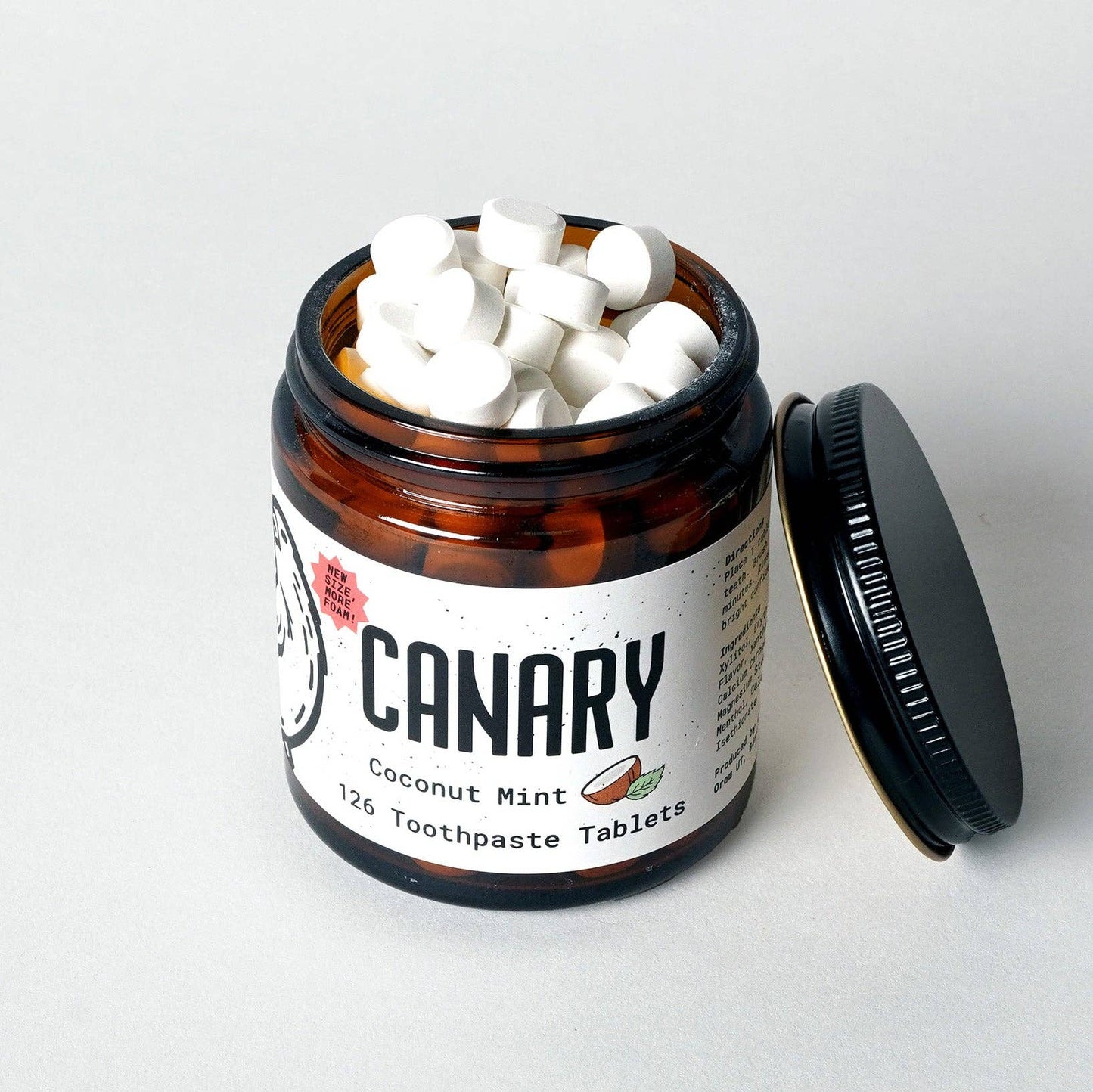 Coconut Mint Toothpaste Tablets: 2 month supply jar - 126 tablets