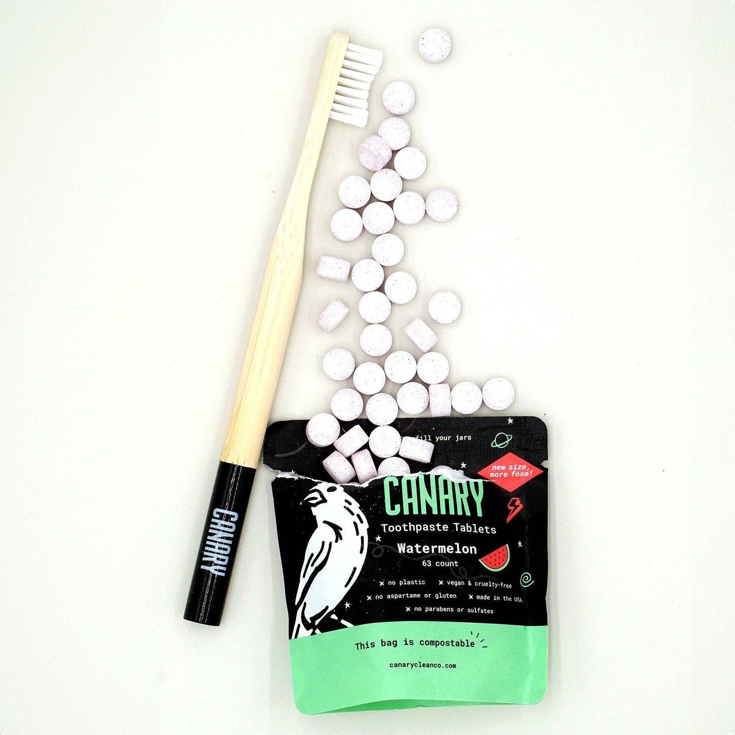 Strawberry + Kiwi Toothpaste Tablets: 2 month supply jar - 126 tablets