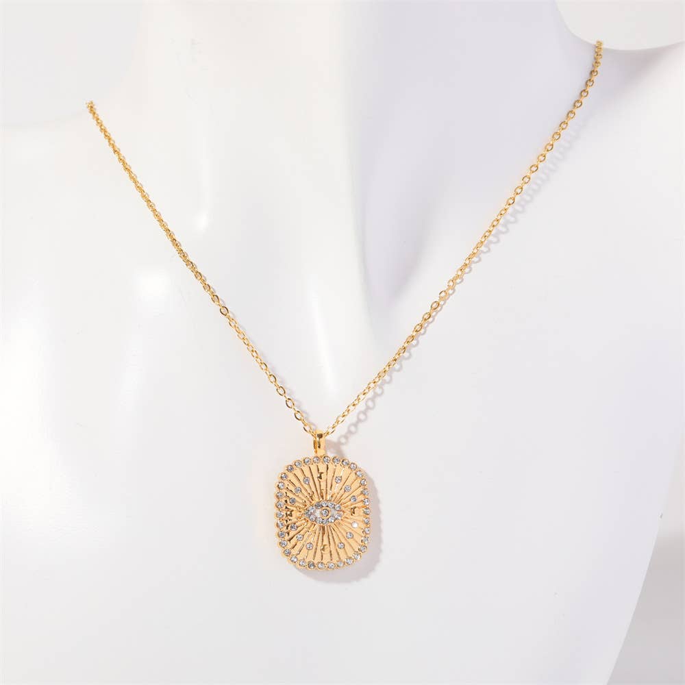 Hamsa Crystal Double Sided Reversible Necklace - 4 pcs