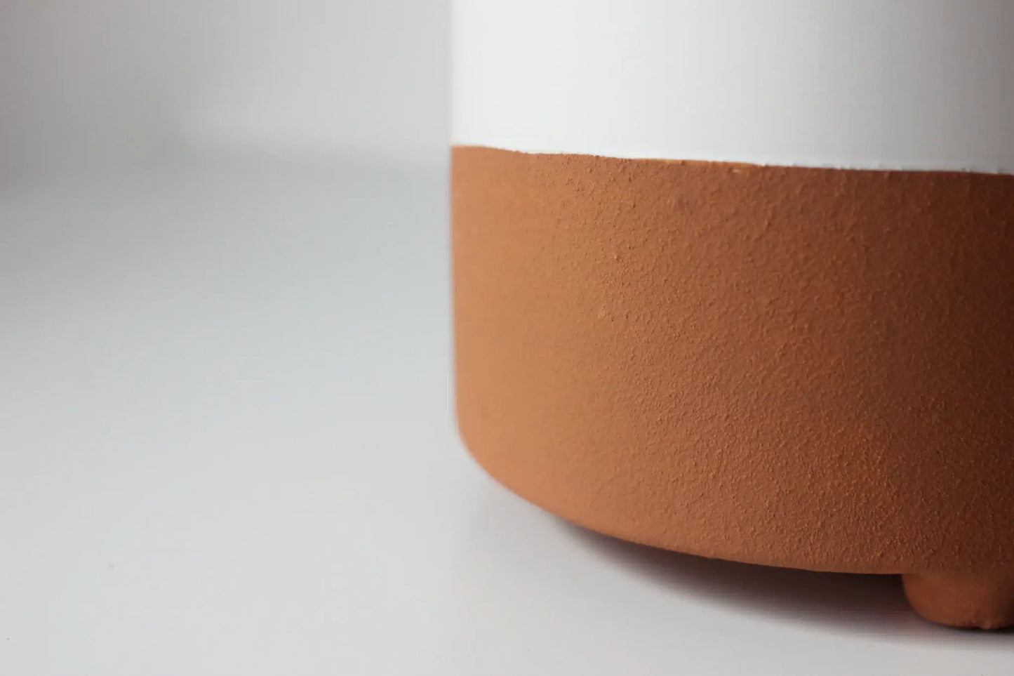 Large Terracotta and White Footed Boho Minimal Planter Pot: 7"