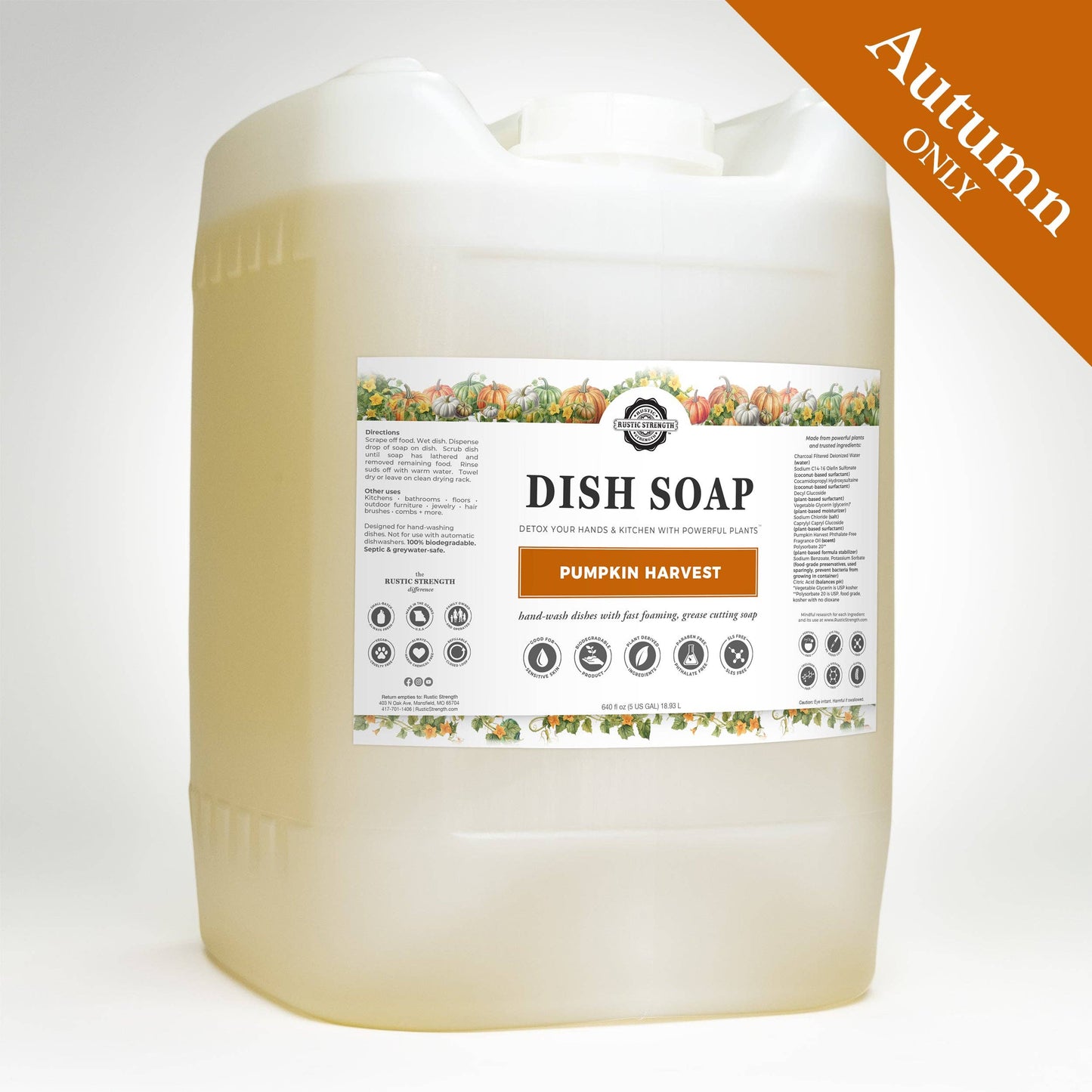 Dish Soap - Autumn Scents: Pumpkin Harvest / 1 gallon glass jug