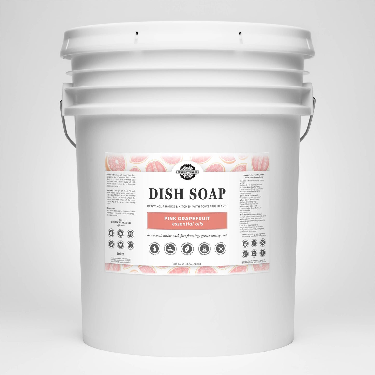 Dish Soap | Sulfate Free - Soft on Skin | Powerful Cleaner: Lemon/Eucalyptus / Bulk Refill Glass Gallon Jug