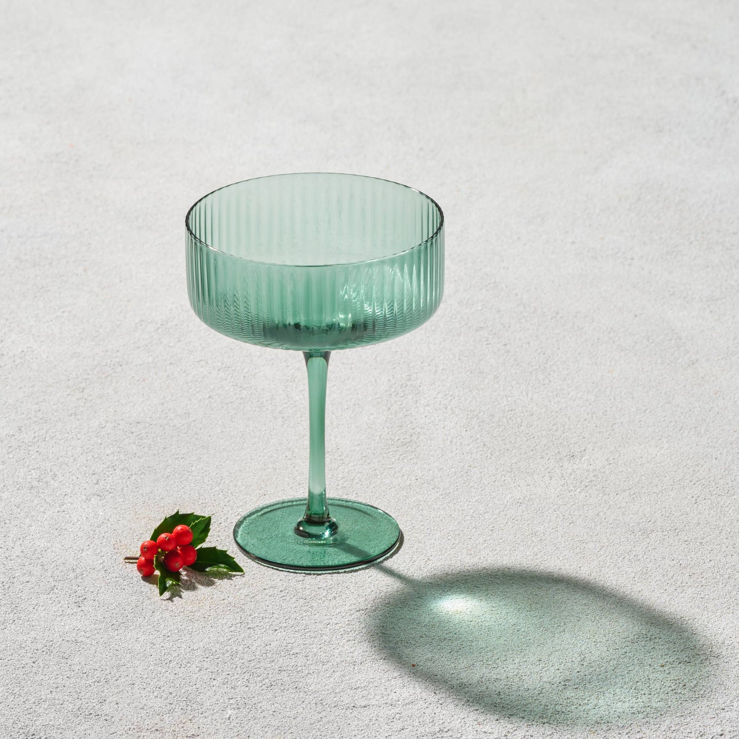 Vikko Decor - Malibu, Ribbed Glass, Green, MULTIPLE SHAPES: 11 OZ Wine Glass