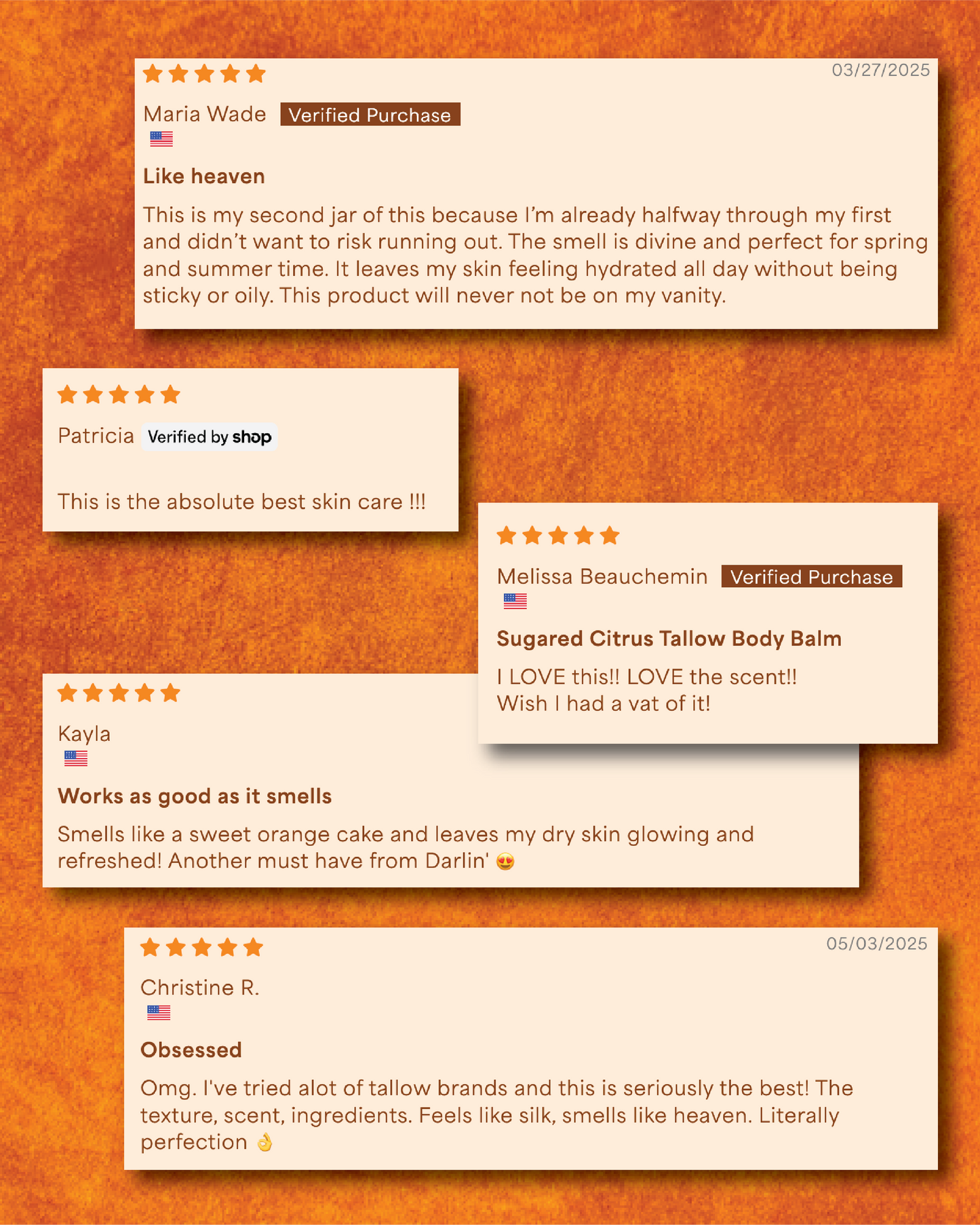 Citrus Vanilla Tallow Body Butter Moisturizer - 100% Natural