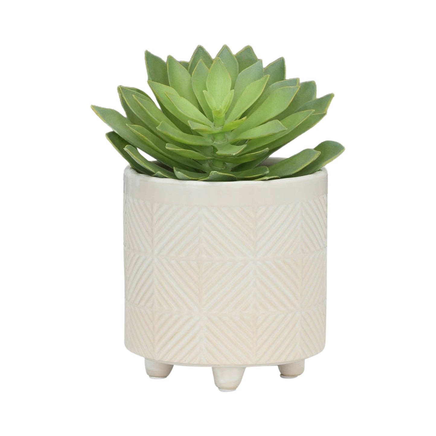 Ceramic Abstract Footed Planters Set of 2 - White, 6/8 in.