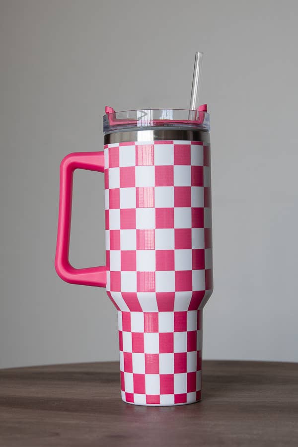 Checkered 40oz Tumbler: Magenta