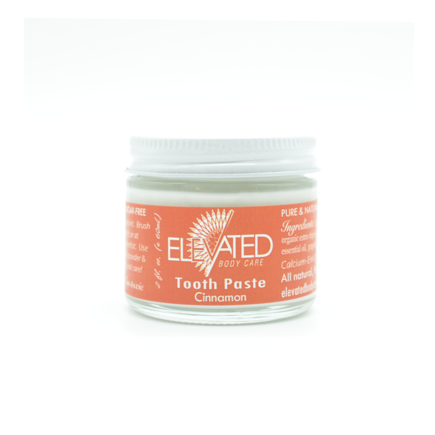 ELEVATED - Natural Toothpaste - Fluoride FREE - Glass Jar: Orange