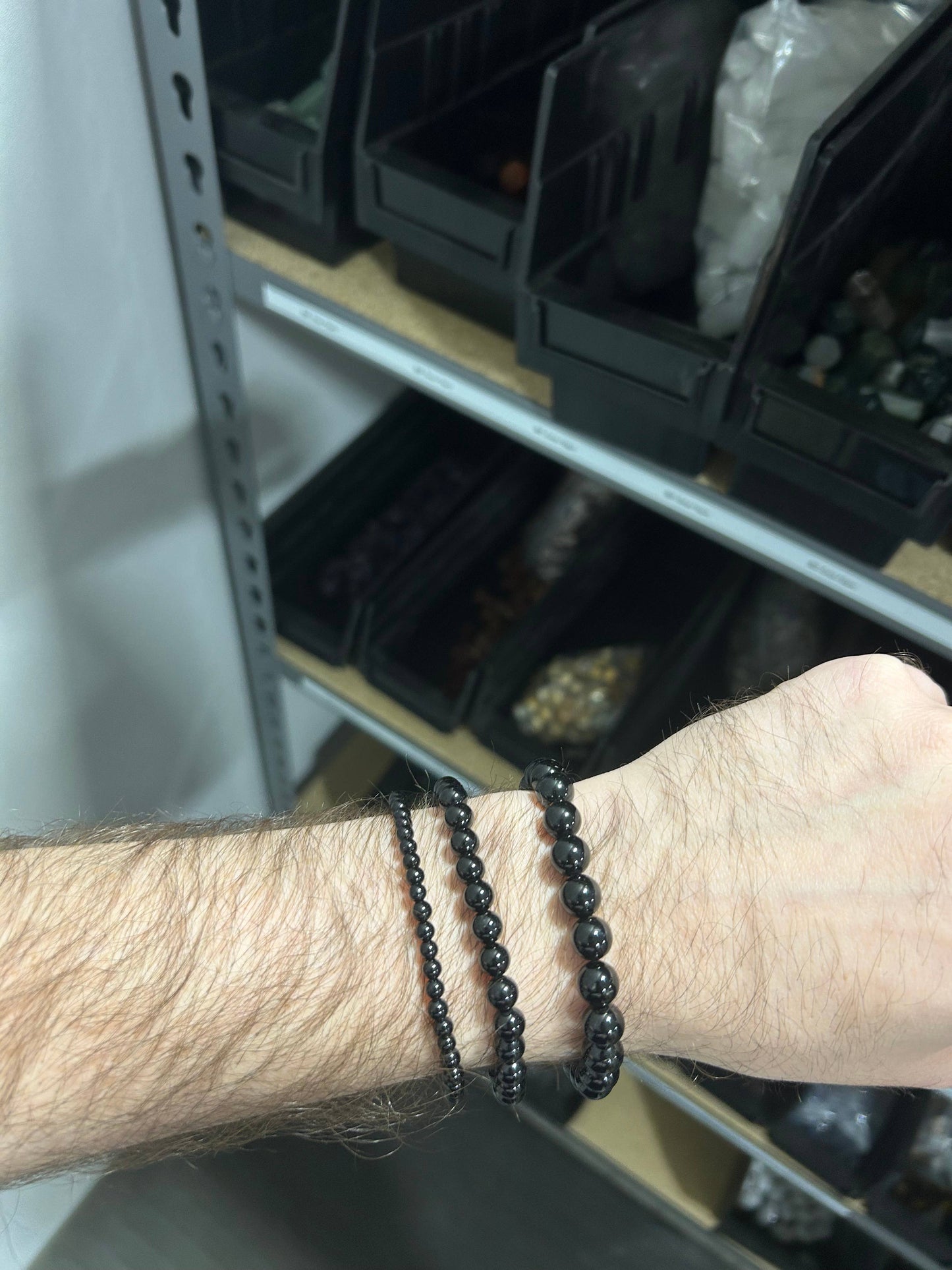 Black Tourmaline Bracelet 4mm/6mm/8mm - Crystals & Stones: 4mm