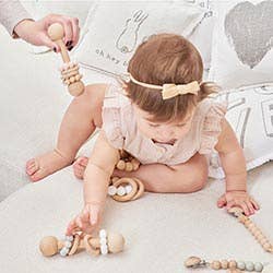 Silicone Rattle-Grey/White