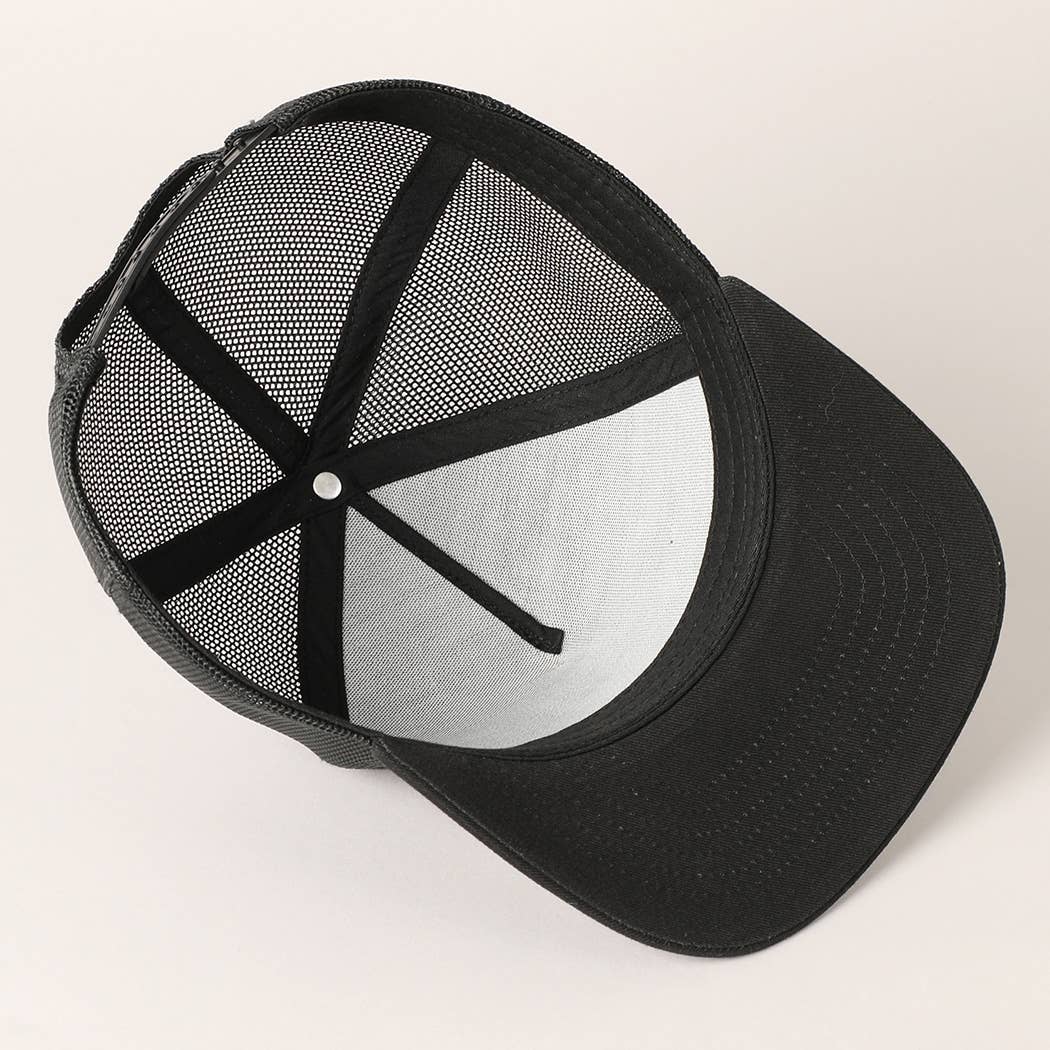 Solid Color Cotton Trucker Hat with Mesh Back: DARK BROWN / ONE SIZE