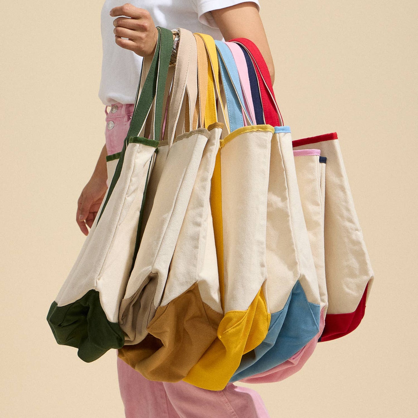 Ecofriendly Cotton Canvas Carry Tote with Charm Holder: Green / One size / 5DG78048