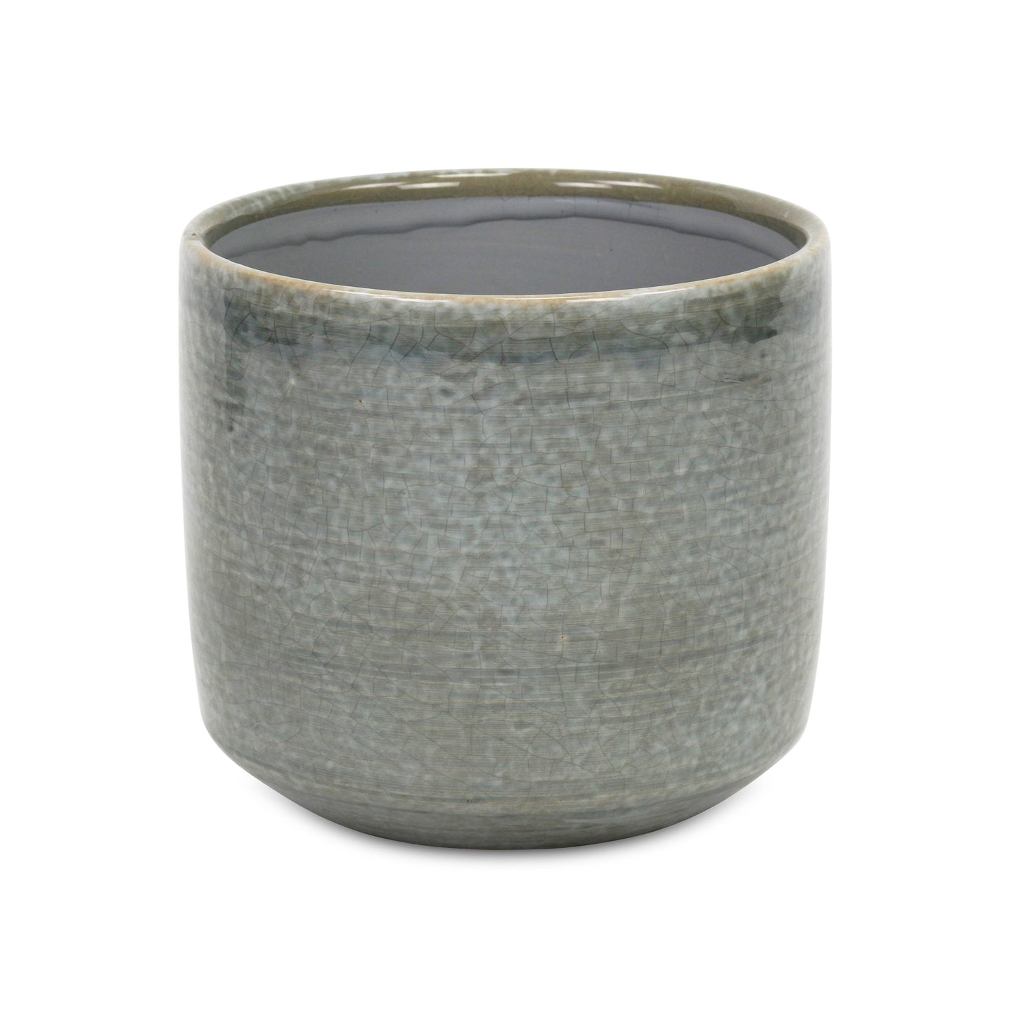 Lavina Mosaic Pattern Gray Ceramic Pot: Medium
