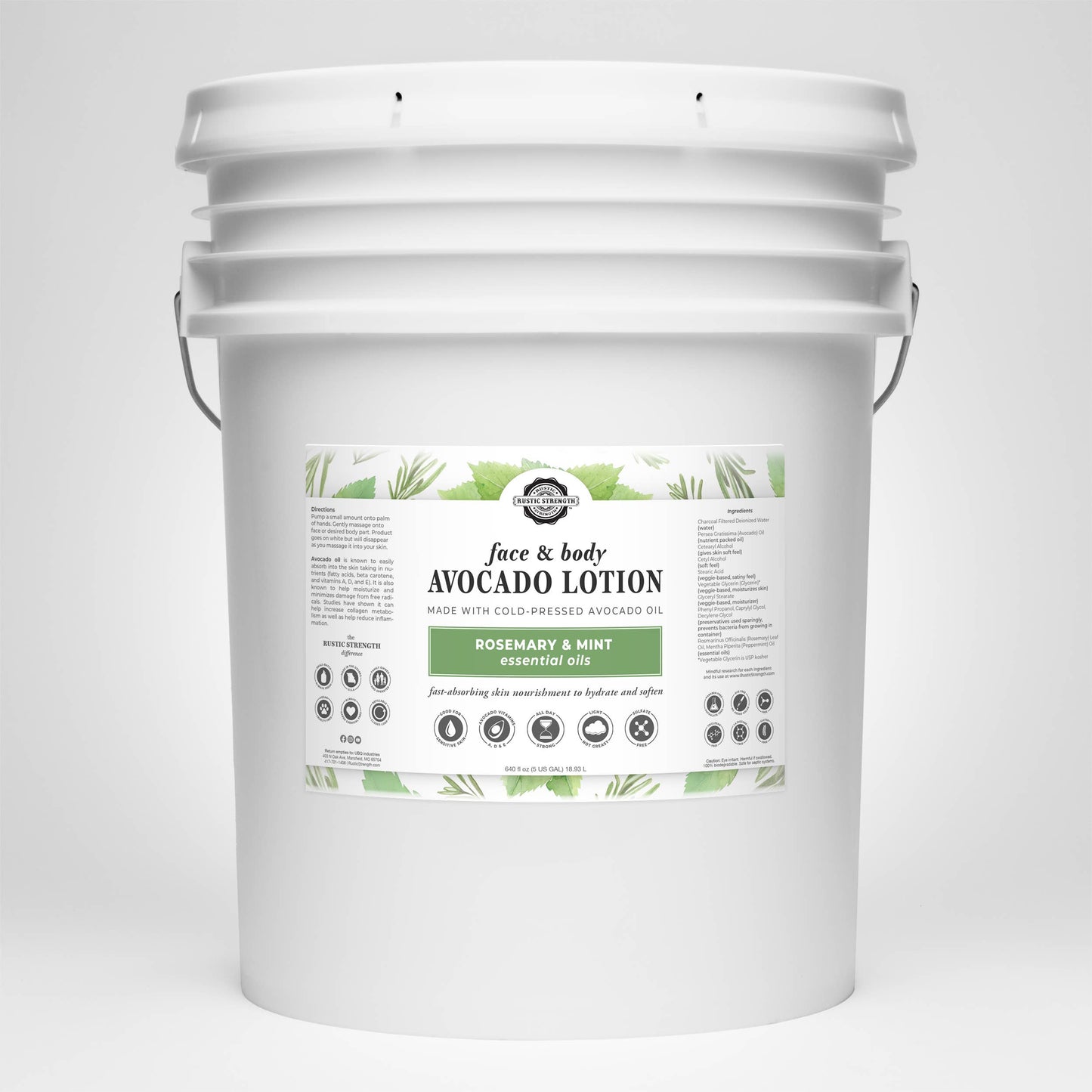 Avocado Lotion for Face and Body- Mild Formula, Paraben-Free: Rosemary Mint / refill bulk