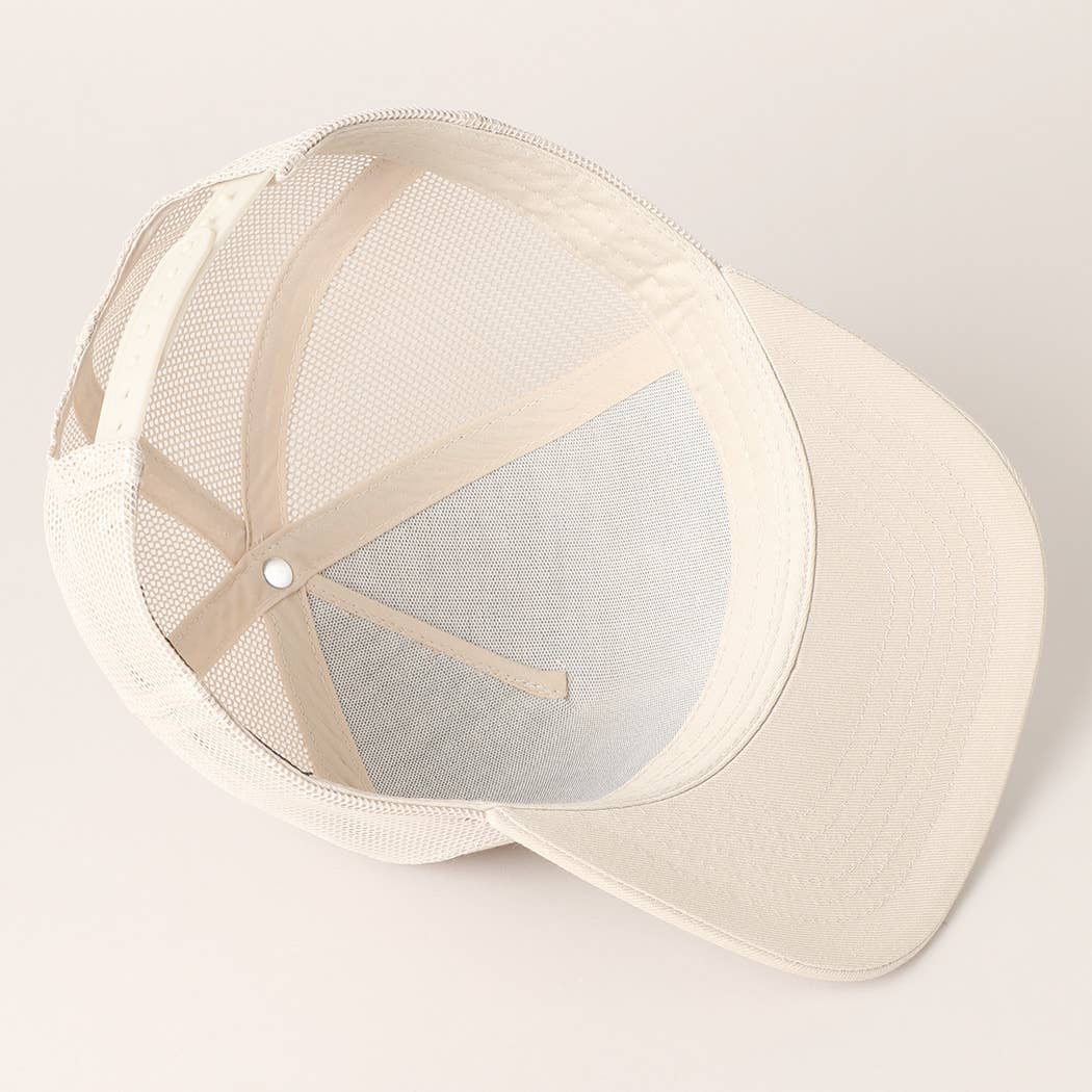 Solid Color Cotton Trucker Hat with Mesh Back: DARK BROWN / ONE SIZE