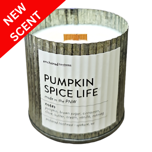Pumpkin Spice Life Rustic Vintage Farmhouse Wood Wick Candle: 10oz