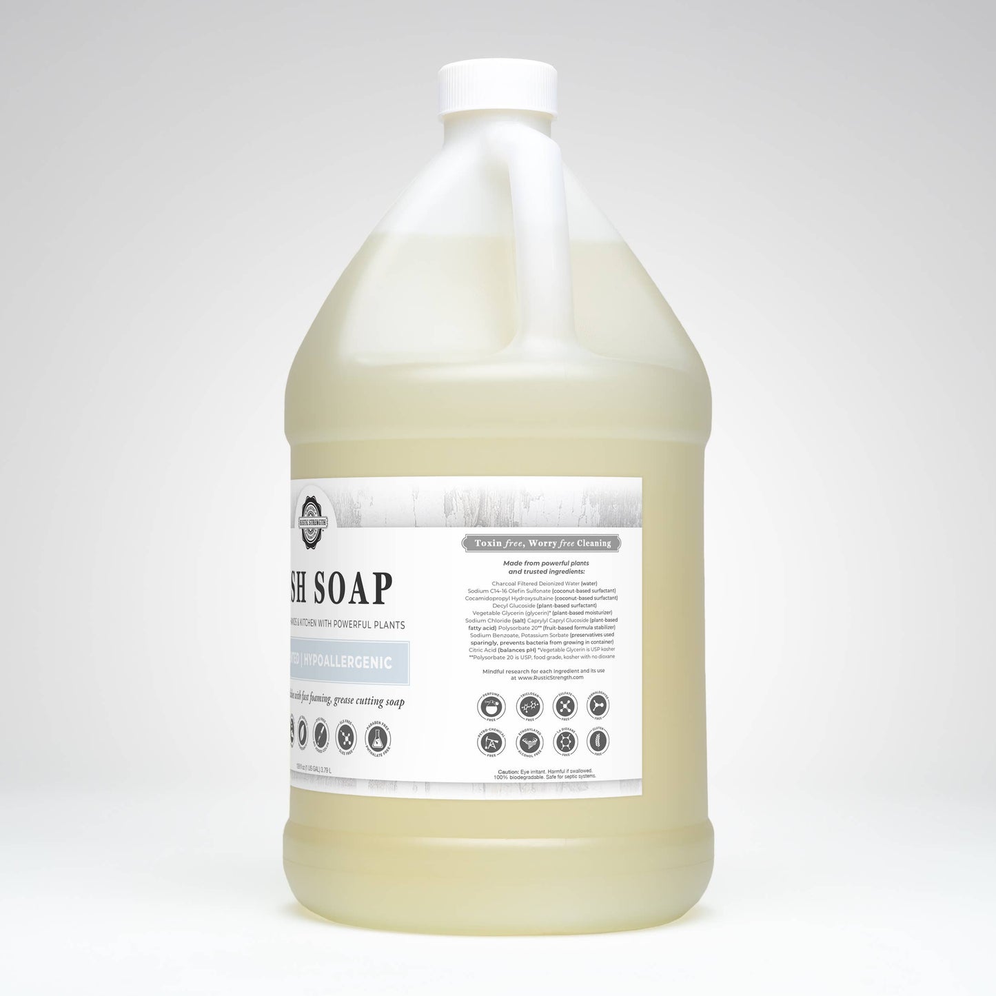 Dish Soap | Sulfate Free - Soft on Skin | Powerful Cleaner: Lemon/Eucalyptus / Bulk Refill Glass Gallon Jug