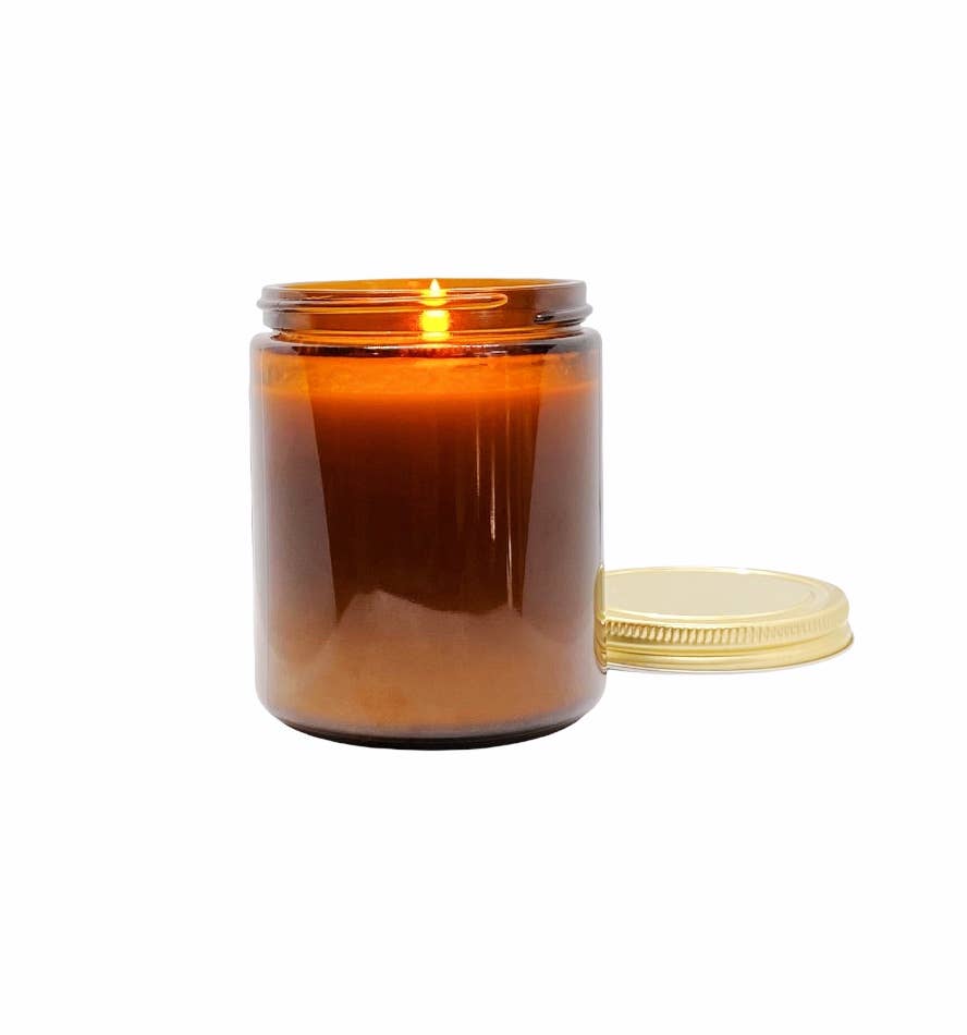 Farmers Market 8 oz coconut wax candle amber jar