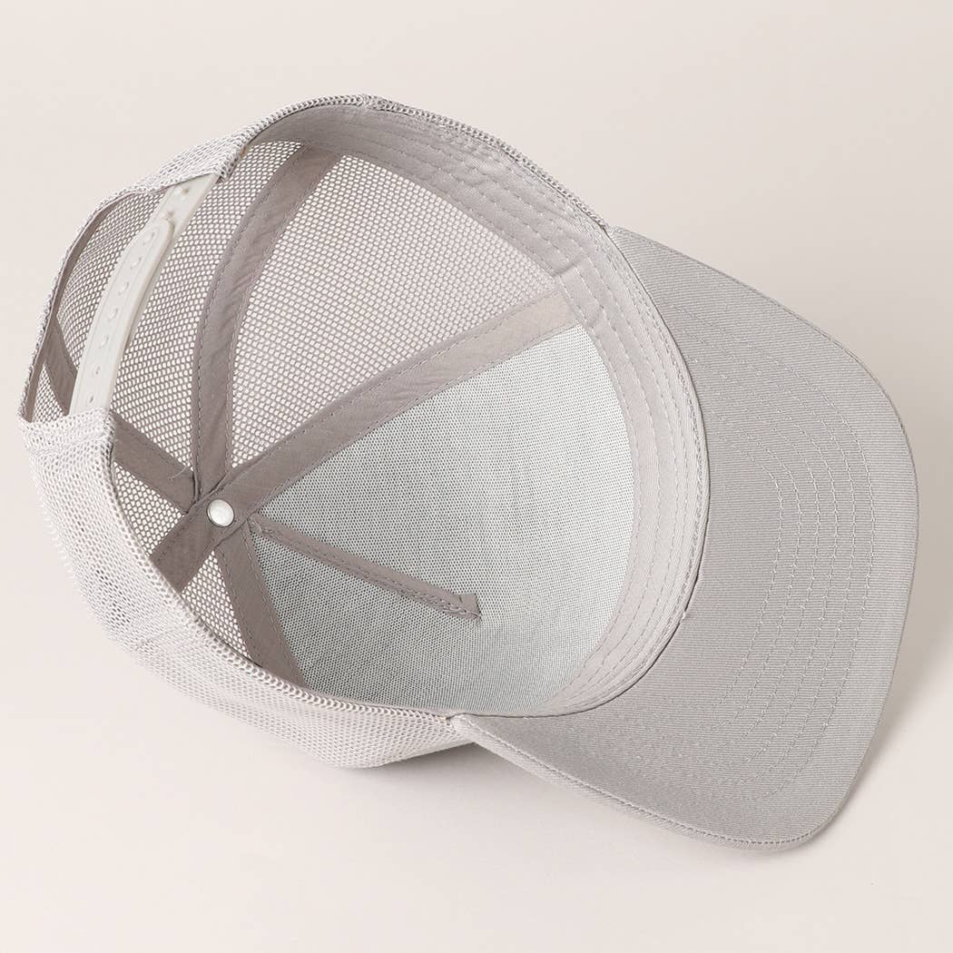 Solid Color Cotton Trucker Hat with Mesh Back: DARK BROWN / ONE SIZE
