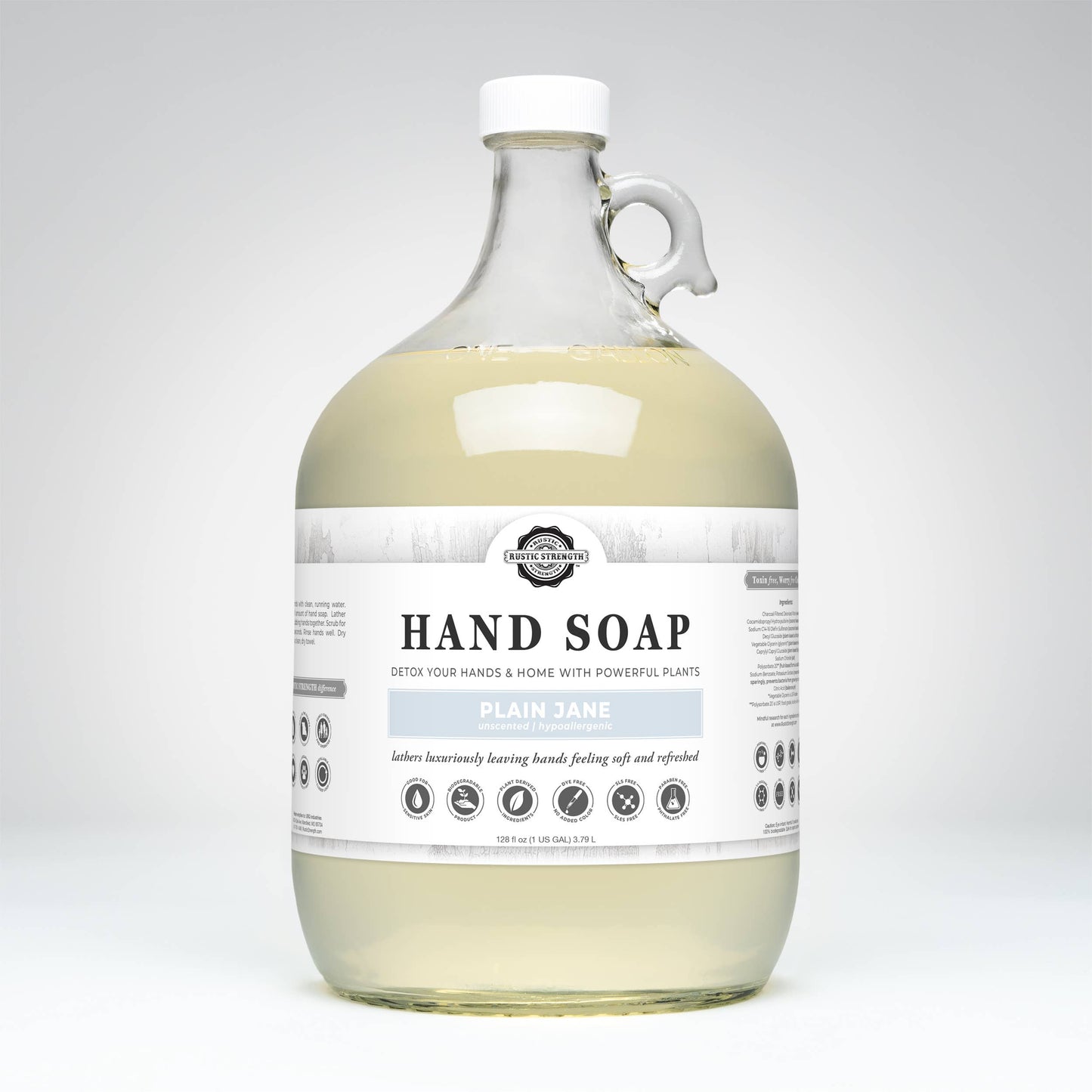 Plant-Based Hand Soap Non-Drying Hypoallergenic Sensitive refill bulk: Citrus Bliss (lemon/orange) / Gallon Glass Jug