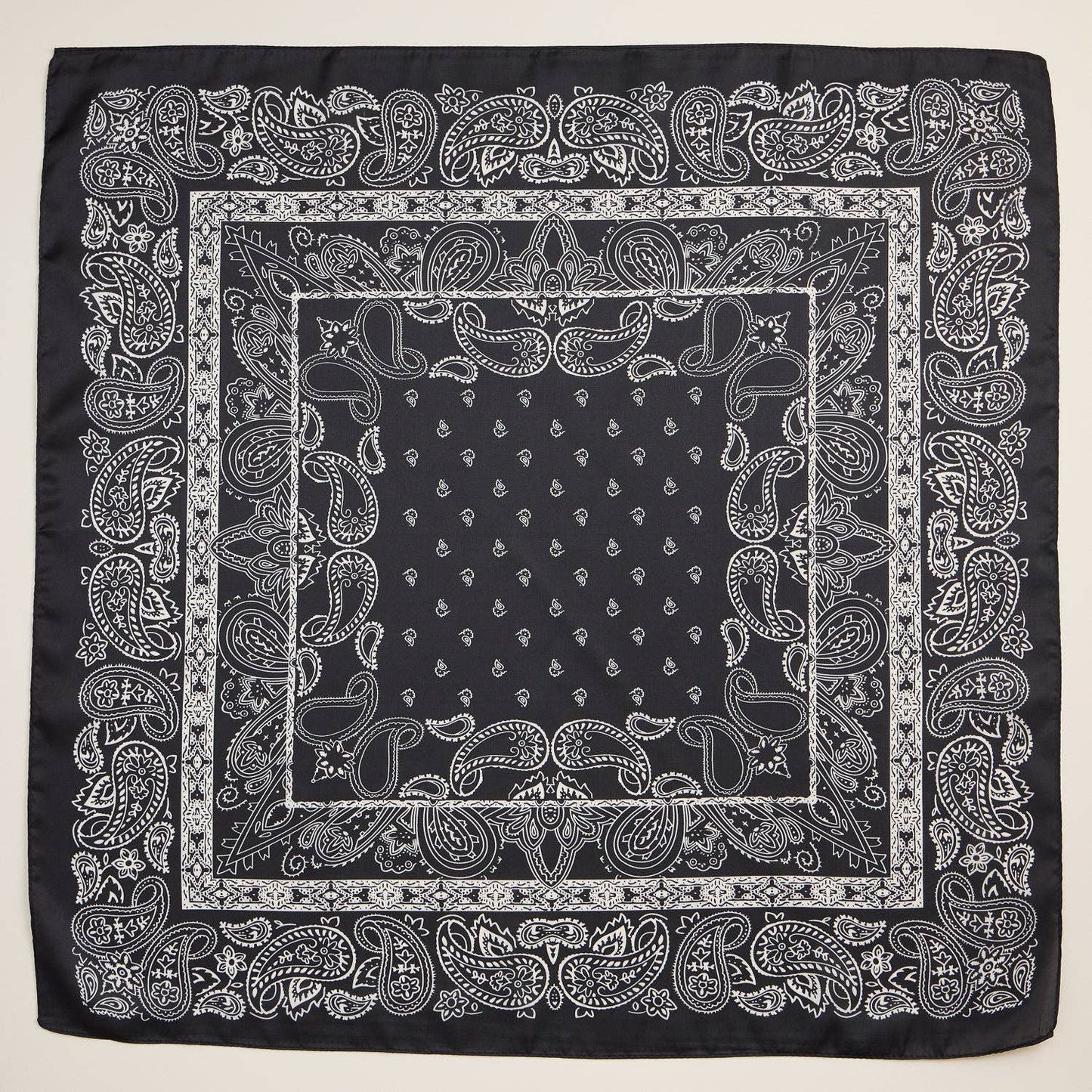 Silk Texture Paisley Bandana Square Scarf for Men & Women: Ivory / One / 5DR98062