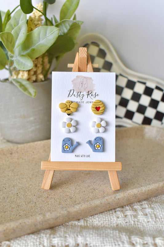 Garden Stud Pack- Clay Earrings