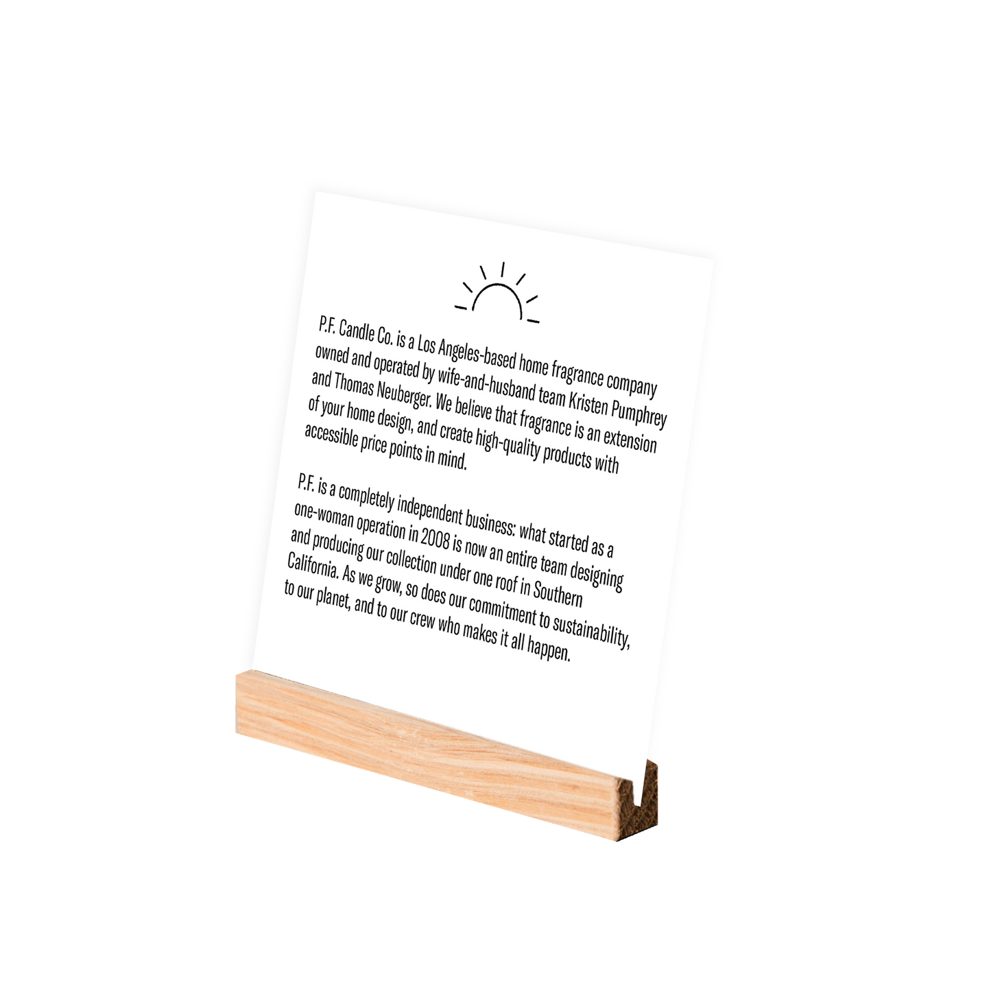 Stockist Display Sign - About P.F.