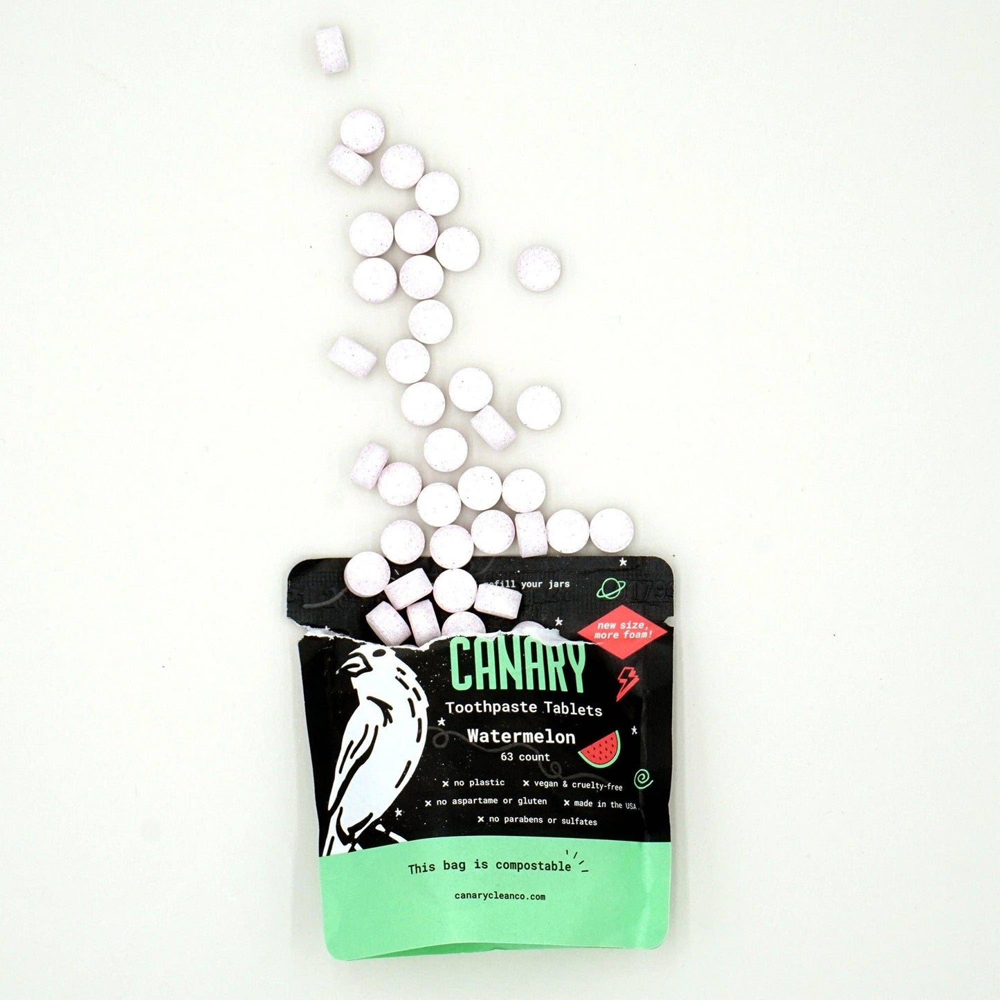 Watermelon Toothpaste Tablets: 2 month supply jar - 126 tablets