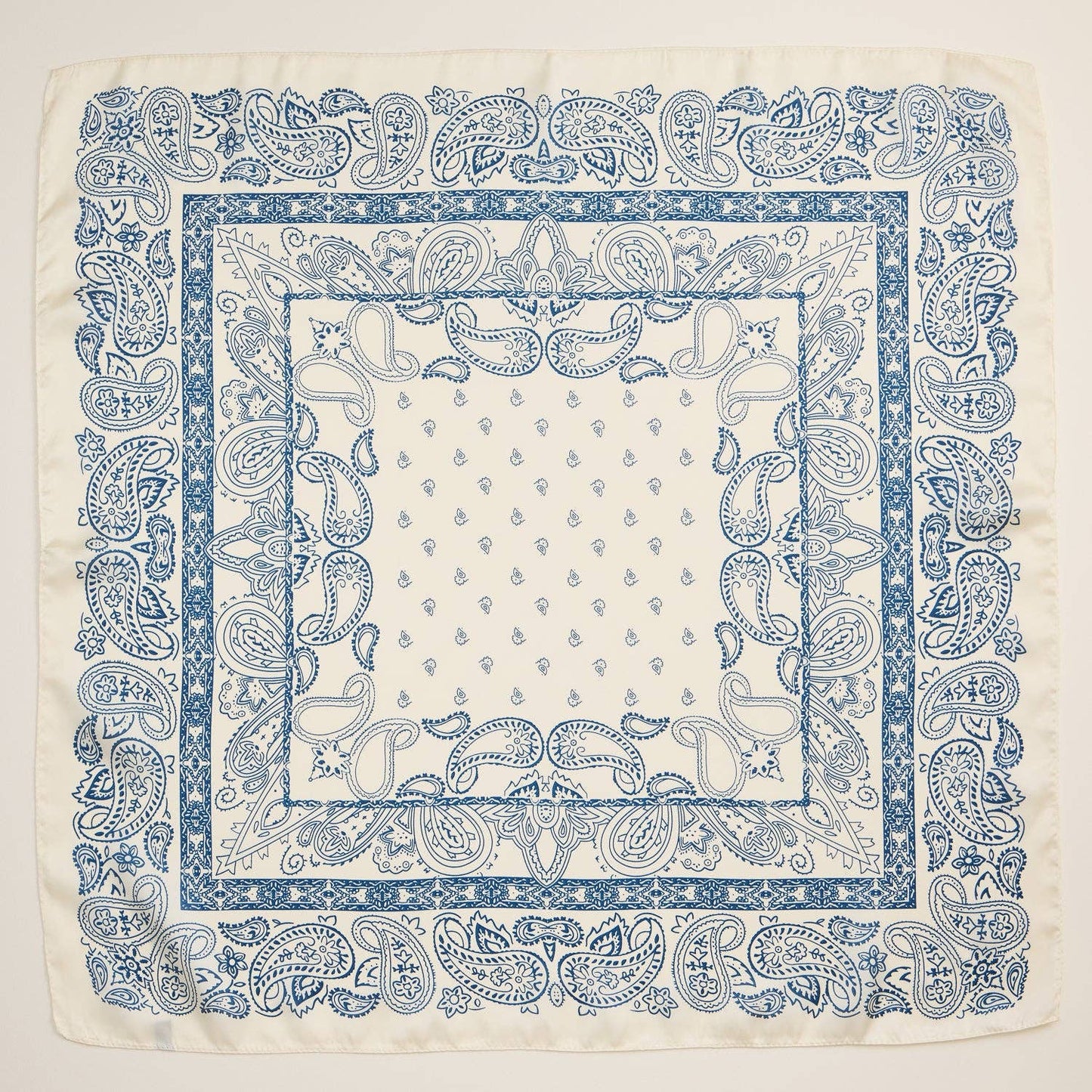 Silk Texture Paisley Bandana Square Scarf for Men & Women: Ivory / One / 5DR98062