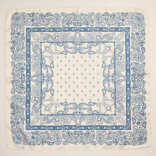 Silk Texture Paisley Bandana Square Scarf for Men & Women: Ivory / One / 5DR98062