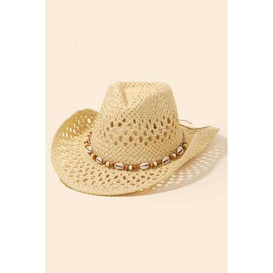 Cowrie Shell Beaded String Straw Hat: IV