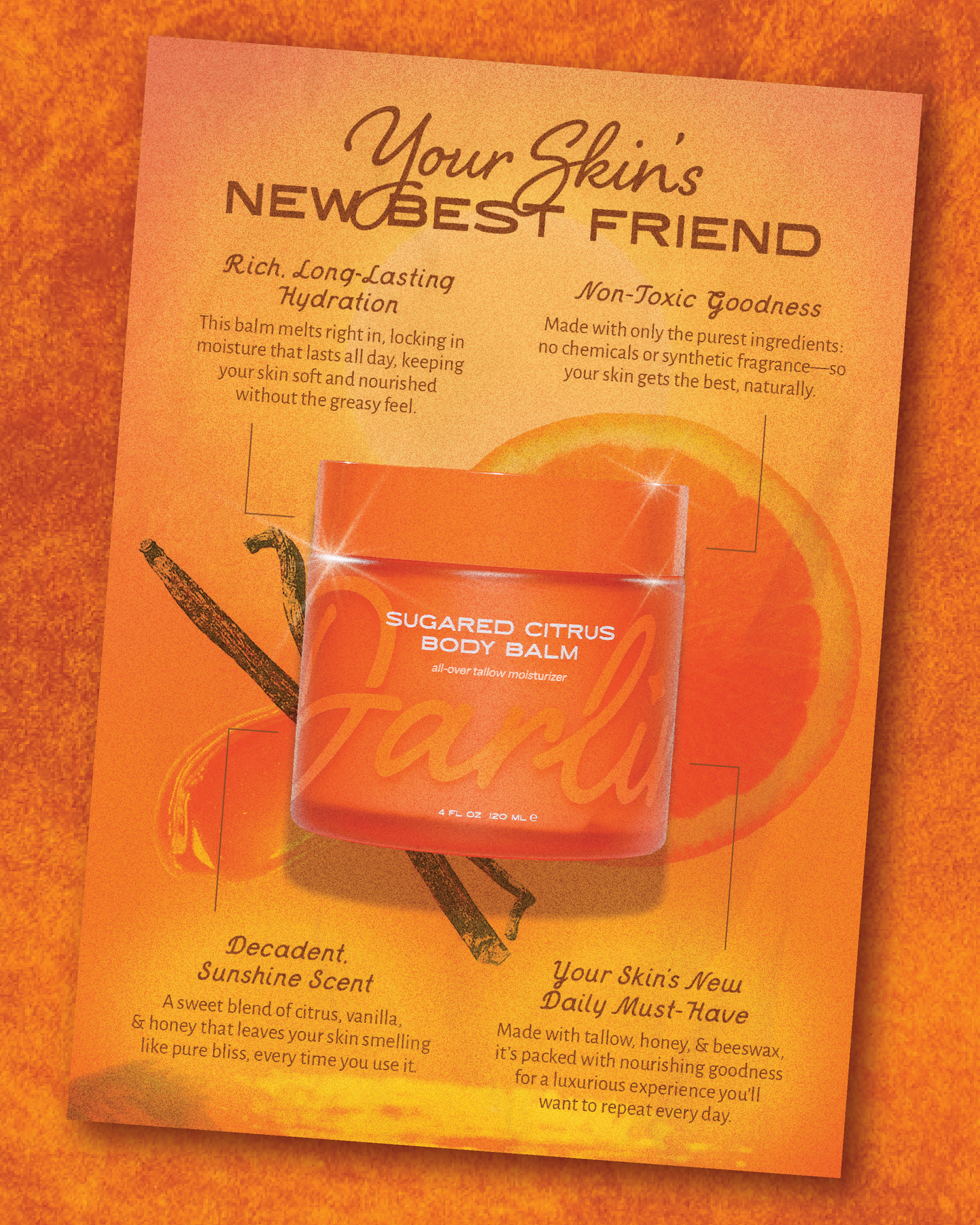 Citrus Vanilla Tallow Body Butter Moisturizer - 100% Natural