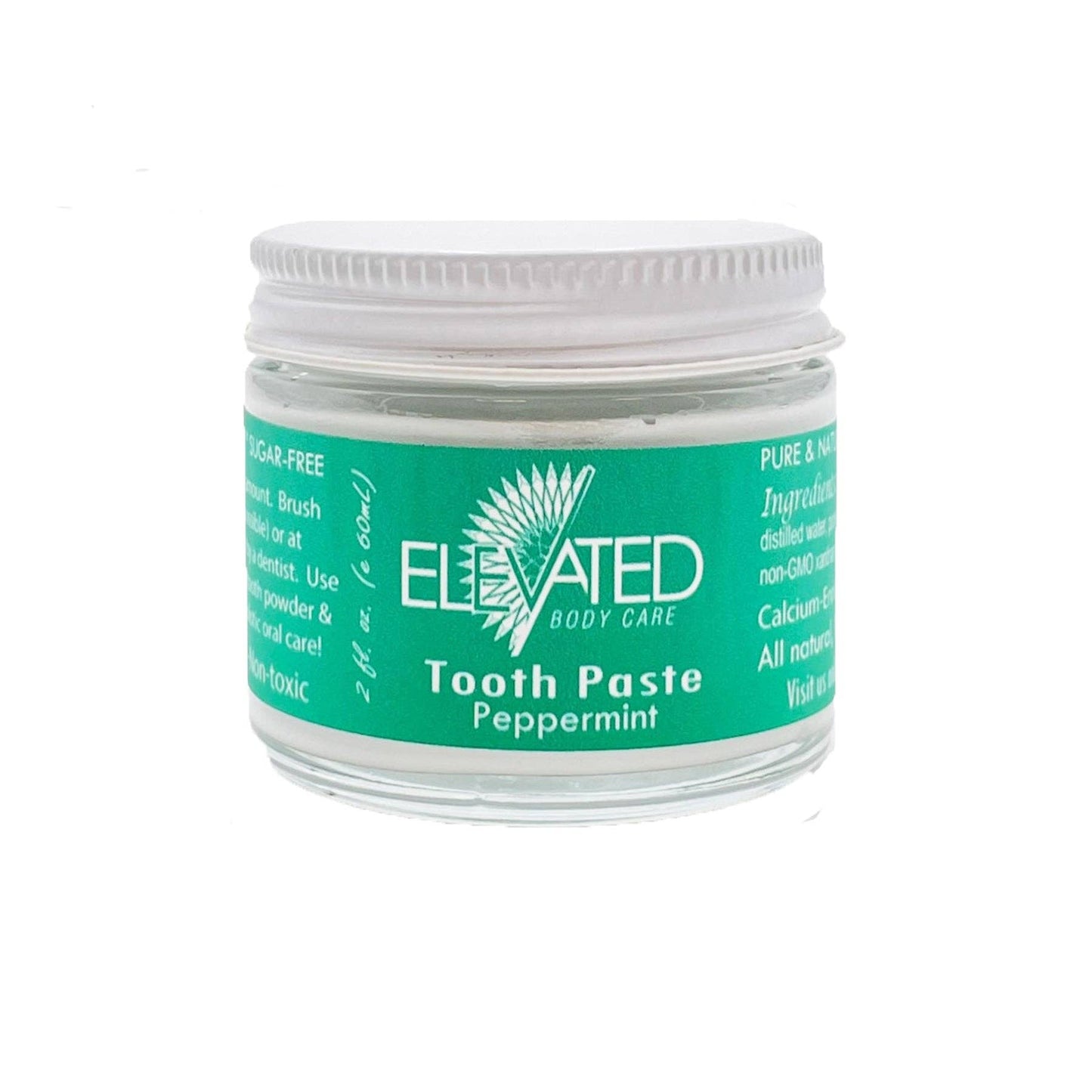 ELEVATED - Natural Toothpaste - Fluoride FREE - Glass Jar: Spearmint