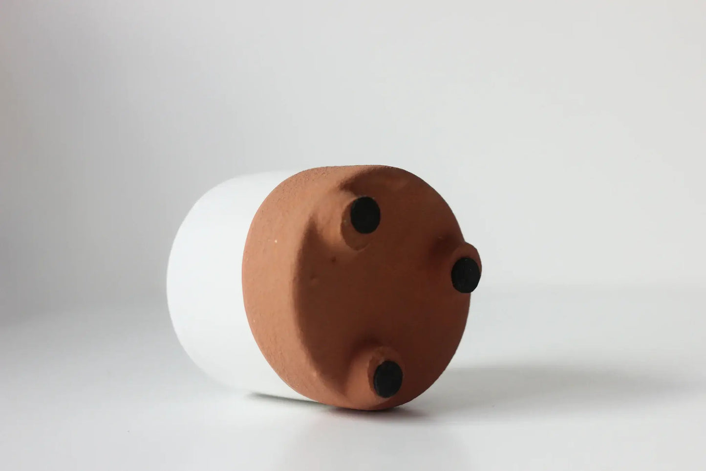 Large Terracotta and White Footed Boho Minimal Planter Pot: 7"