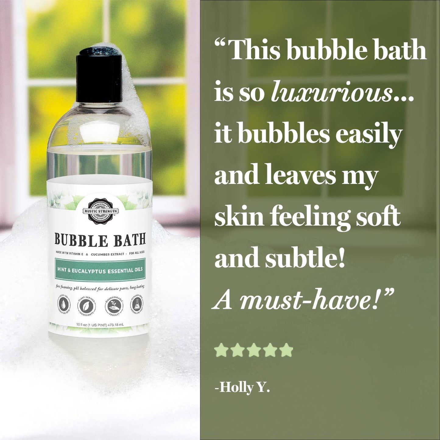 Sulfate-Free Bubble Bath for Sensitive Skin | Light Scent: Eucalyptus Mint / Bulk Refill