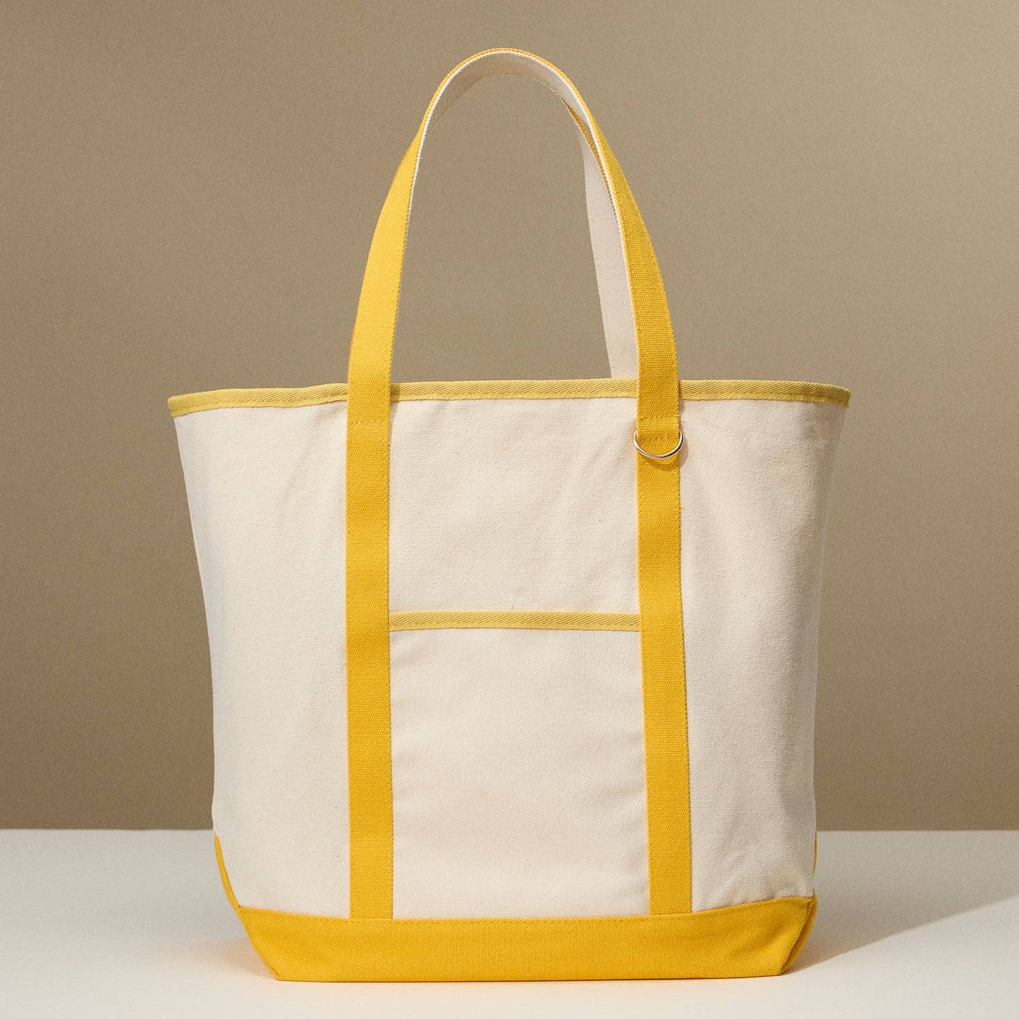 Ecofriendly Cotton Canvas Carry Tote with Charm Holder: Taupe / One size / 5DG78048