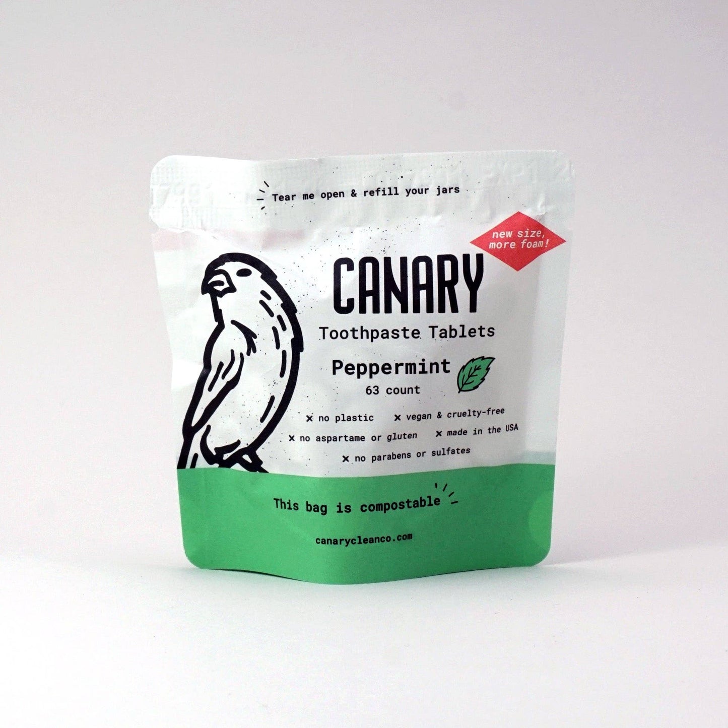 Peppermint Toothpaste Tablets: 2 month supply jar - 126 tablets