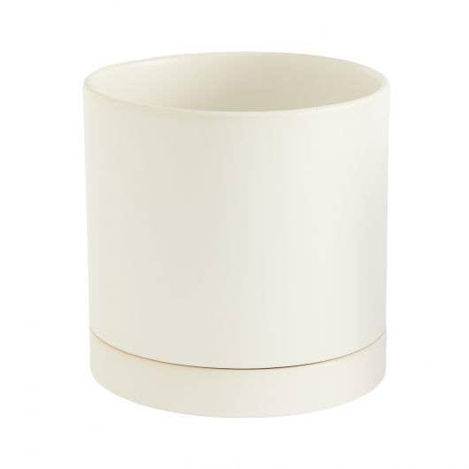 Romey Pot and Saucer: 4.75" Pot / White