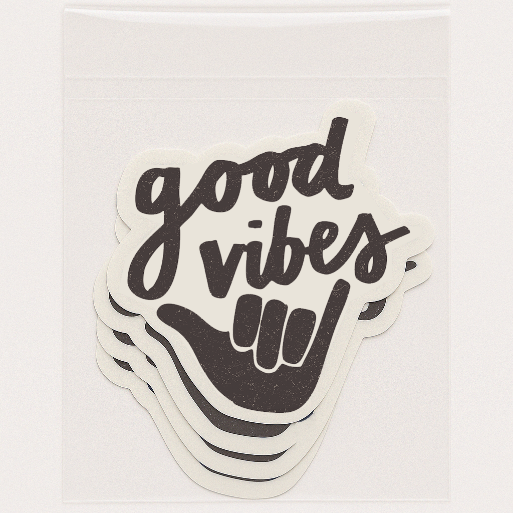 Good Vibes Shaka Hand Sticker | Surf Fun Vinyl Decal 3"