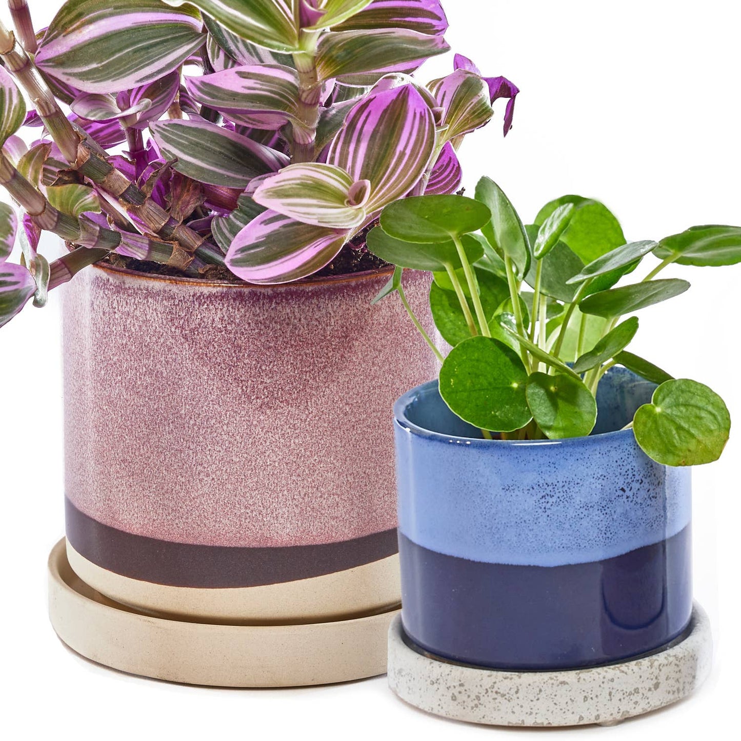 Minute Ceramic Plant Pots Indoor: Green Layers / 5"