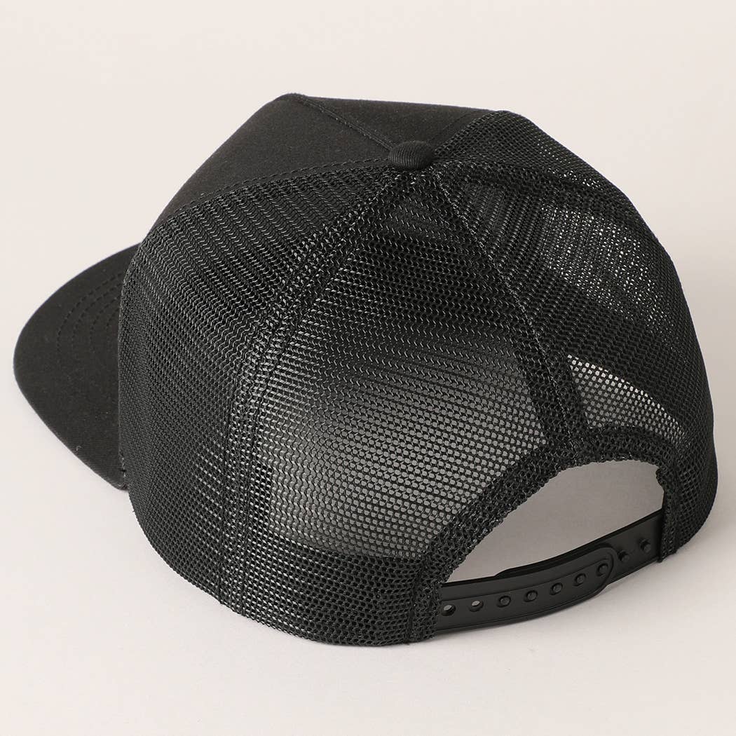 Solid Color Cotton Trucker Hat with Mesh Back: DARK BROWN / ONE SIZE