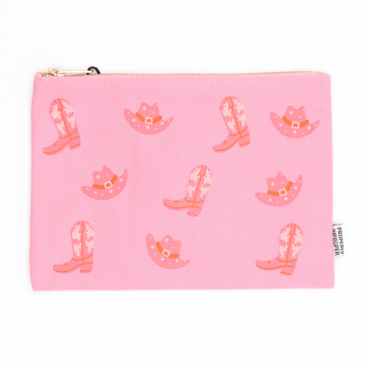 Cowgirl Boot and Hat Canvas Pouch