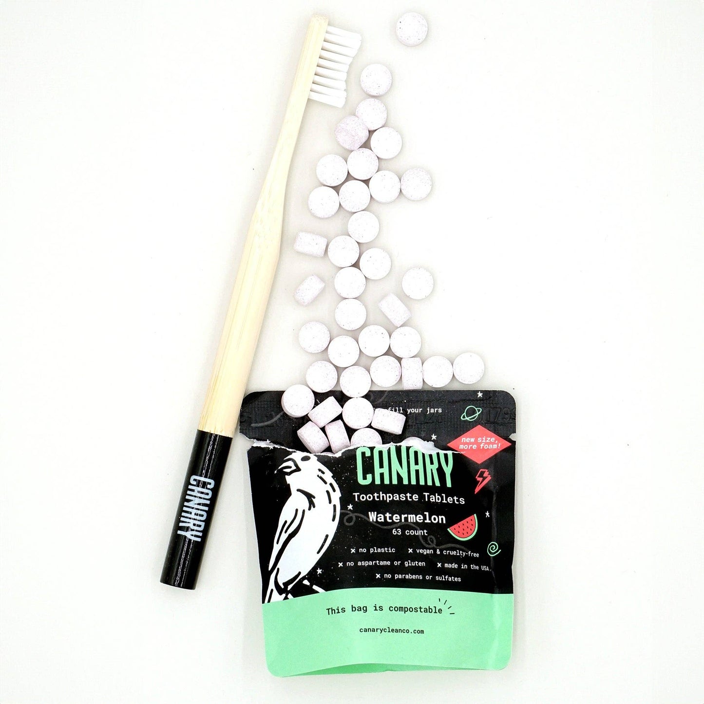 Watermelon Toothpaste Tablets: 2 month supply jar - 126 tablets
