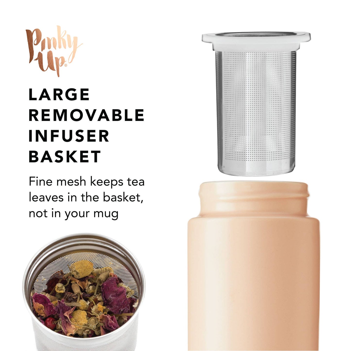Tatyana Ceramic To-Go Infuser Mug in Coral by Pinky Up