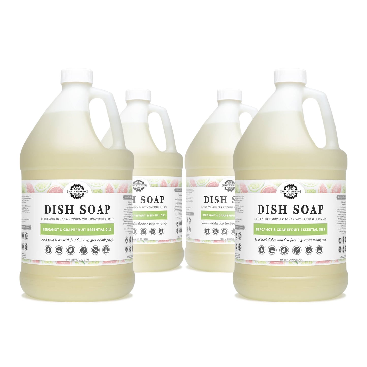 Dish Soap | Sulfate Free - Soft on Skin | Powerful Cleaner: Hypoallergenic (Unscented) / Gallon Glass Jug