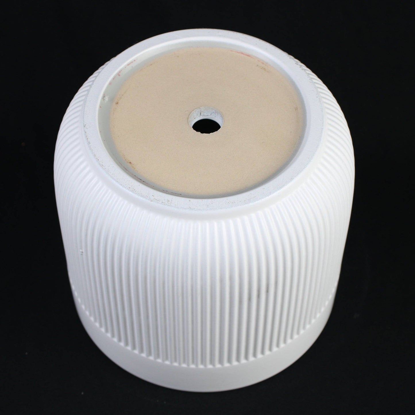 5.5 Inch White Stoneware Planter Pot with Vertical Line Texture