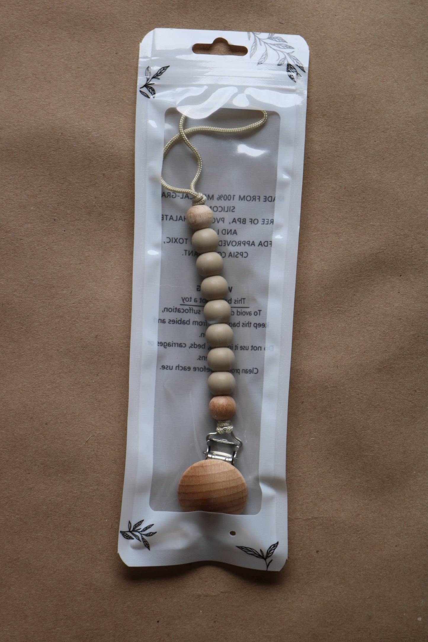 Pacifier Clip Color: Oatmeal